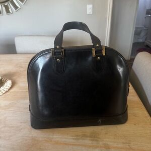 Vintage ALBERTA di CANIO MILAN ITALY Black Leather Dome Handbag 🇮🇹